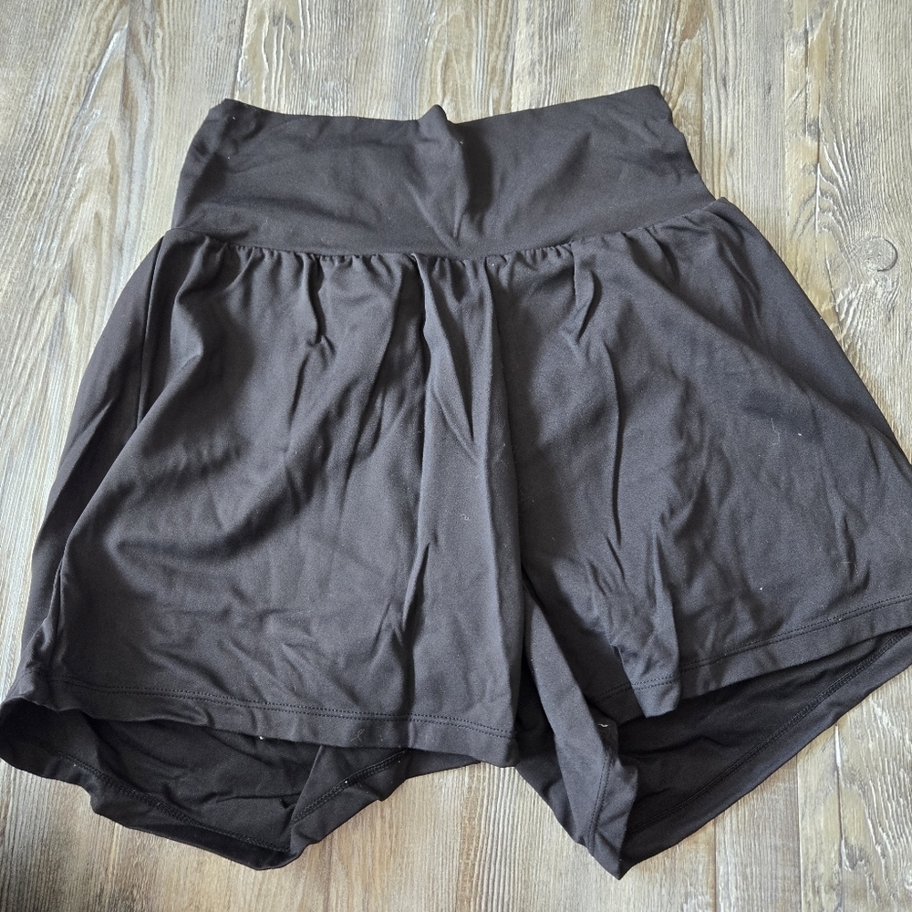 Women's Black High-Waisted Shorts Longer Inseam